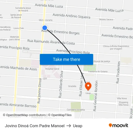 Jovino Dinoá Com Padre Manoel to Ueap map