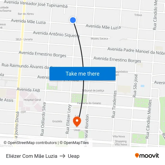 Eliézer Com Mãe Luzia to Ueap map