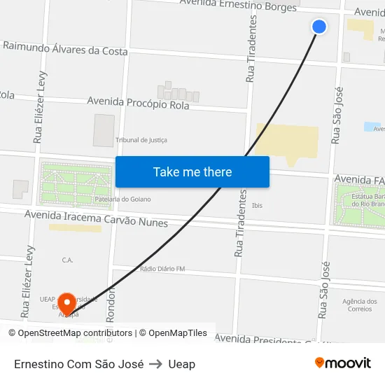 Ernestino Com São José to Ueap map