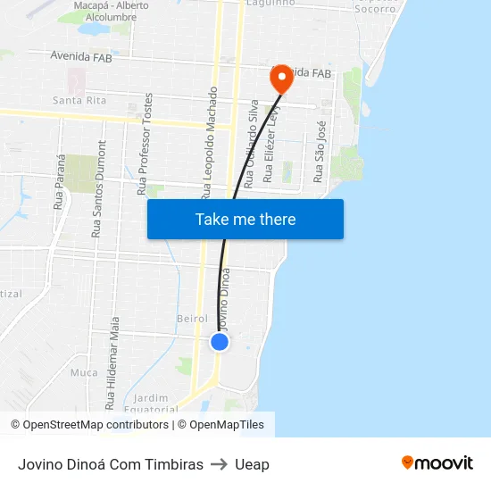 Jovino Dinoá Com Timbiras to Ueap map