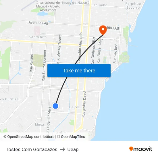 Tostes Com Goitacazes to Ueap map