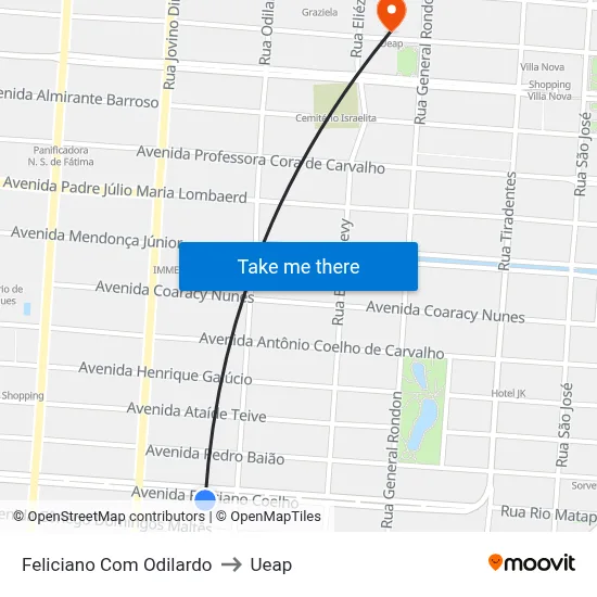 Feliciano Com Odilardo to Ueap map