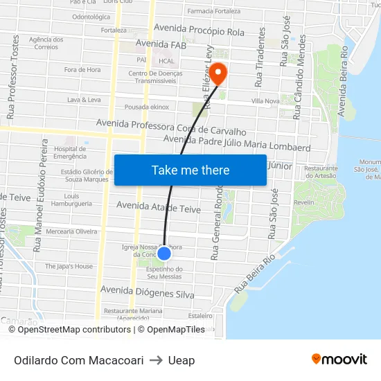 Odilardo Com Macacoari to Ueap map