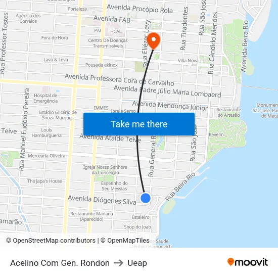 Acelino Com Gen. Rondon to Ueap map