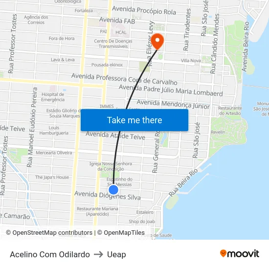 Acelino Com Odilardo to Ueap map
