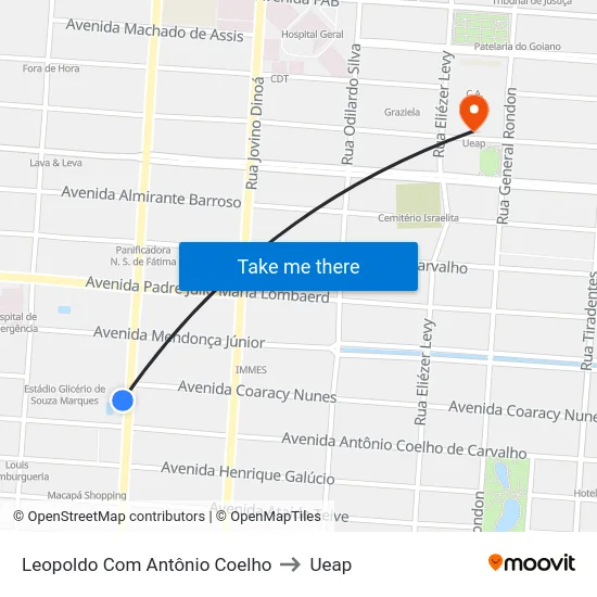 Leopoldo Com Antônio Coelho to Ueap map