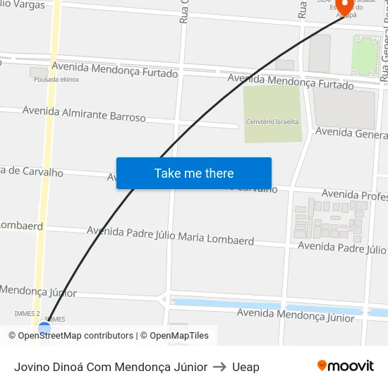 Jovino Dinoá Com Mendonça Júnior to Ueap map