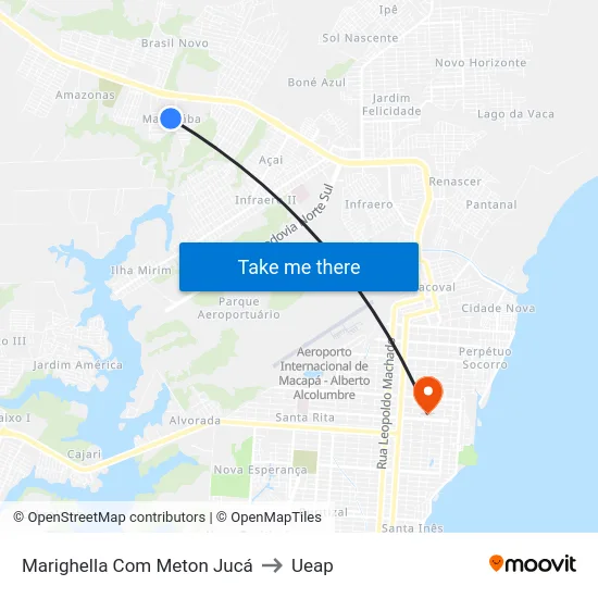 Marighella Com Meton Jucá to Ueap map