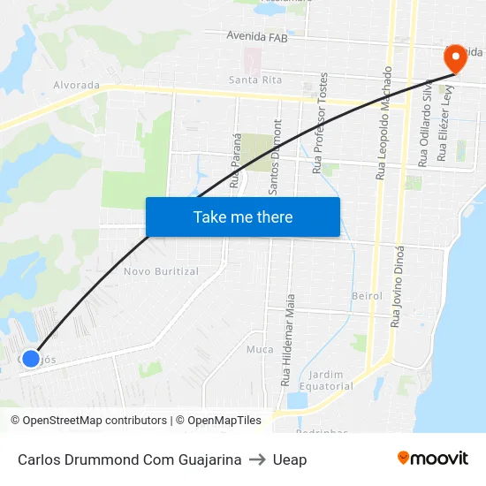 Carlos Drummond Com Guajarina to Ueap map