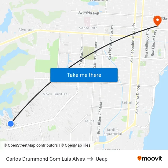 Carlos Drummond Com Luís Alves to Ueap map