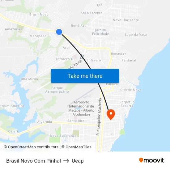 Brasil Novo Com Pinhal to Ueap map
