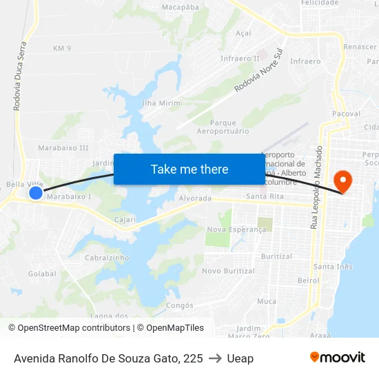 Avenida Ranolfo De Souza Gato, 225 to Ueap map