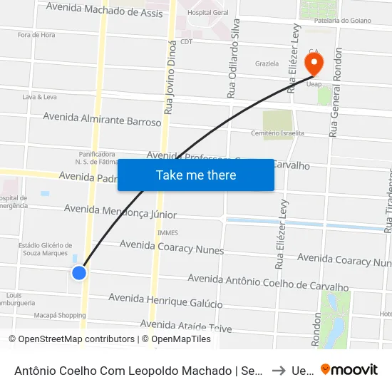 Antônio Coelho Com Leopoldo Machado | Sentido Leste to Ueap map