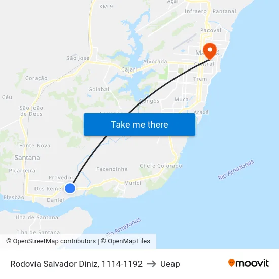 Rodovia Salvador Diniz, 1114-1192 to Ueap map