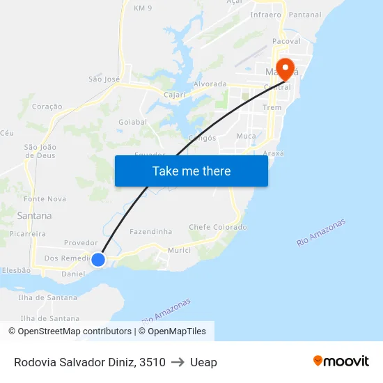 Rodovia Salvador Diniz, 3510 to Ueap map