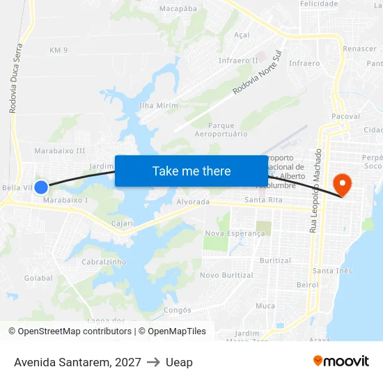 Avenida Santarem, 2027 to Ueap map