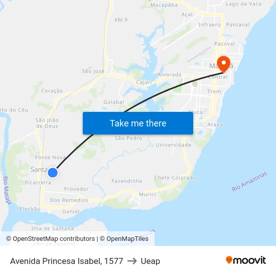 Avenida Princesa Isabel, 1577 to Ueap map
