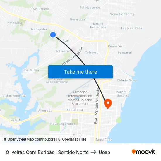 Oliveiras Com Beribás | Sentido Norte to Ueap map