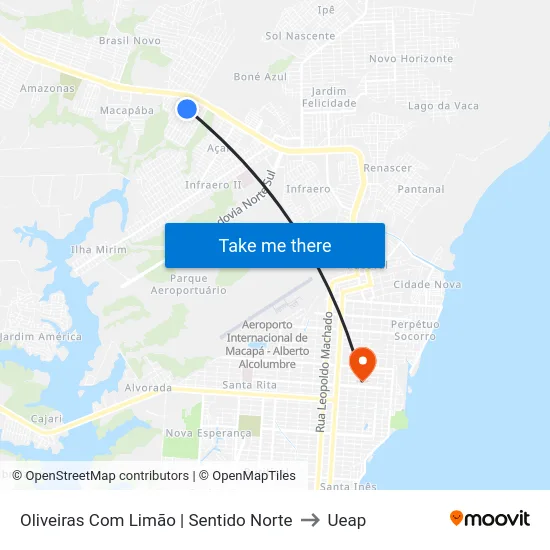 Oliveiras Com Limão | Sentido Norte to Ueap map