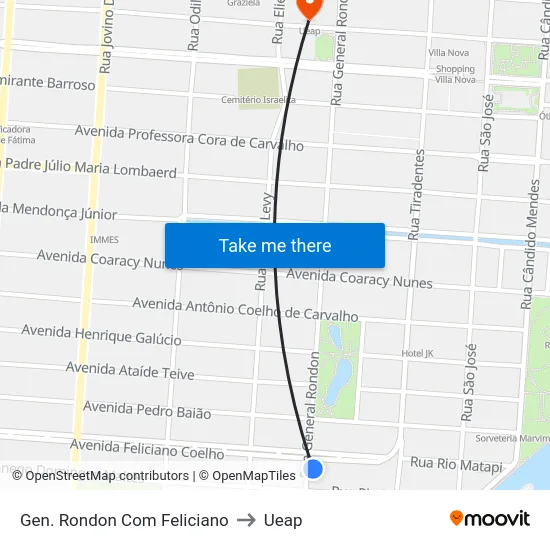 Gen. Rondon Com Feliciano to Ueap map