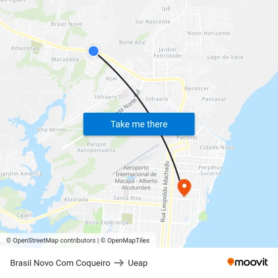 Brasil Novo Com Coqueiro to Ueap map