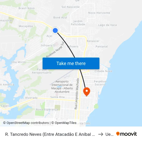 R. Tancredo Neves (Entre Atacadão E Aníbal Barcelos) to Ueap map