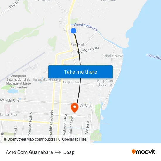 Acre Com Guanabara to Ueap map