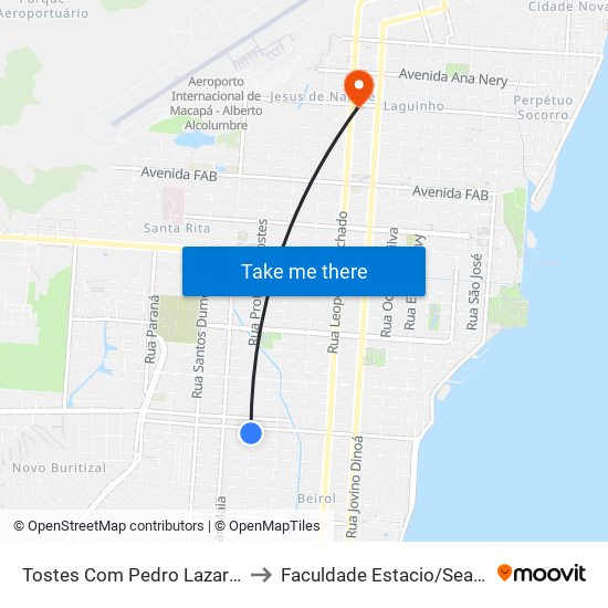 Tostes Com Pedro Lazarino to Faculdade Estacio/Seama map