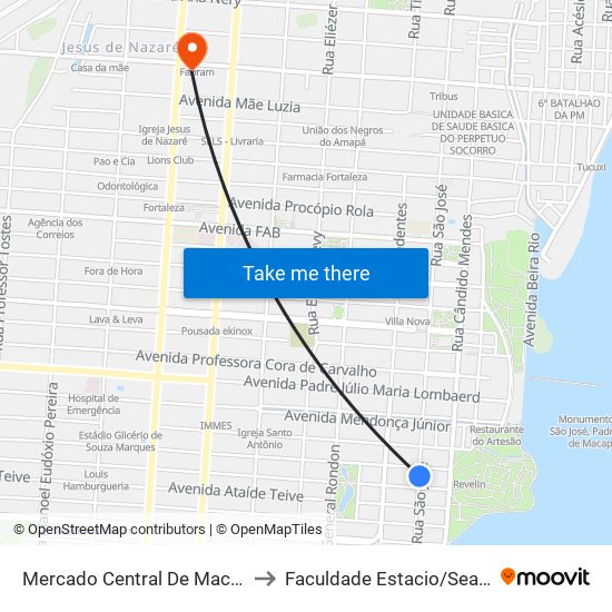 Mercado Central De Macapá to Faculdade Estacio/Seama map