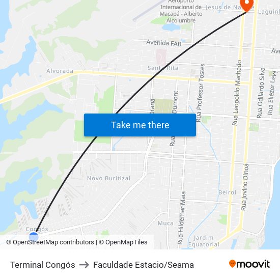 Terminal Congós to Faculdade Estacio/Seama map