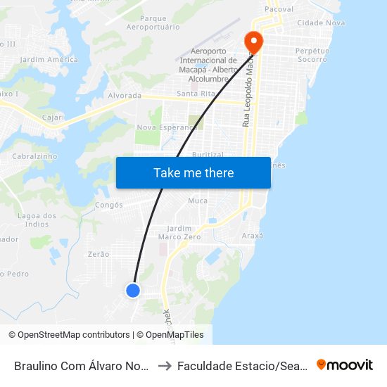 Braulino Com Álvaro Nobre to Faculdade Estacio/Seama map