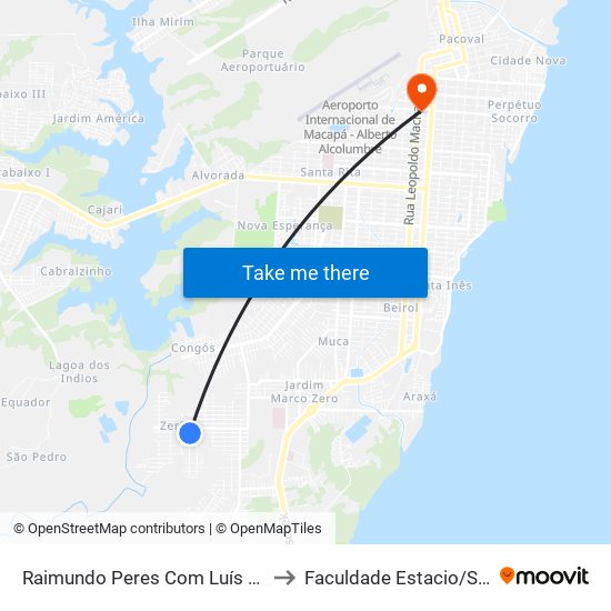 Raimundo Peres Com Luís Azarias to Faculdade Estacio/Seama map