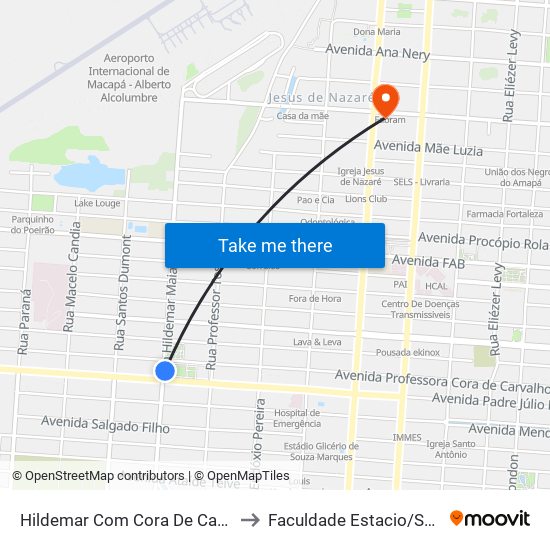 Hildemar Com Cora De Carvalho to Faculdade Estacio/Seama map