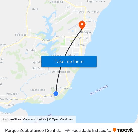 Parque Zoobotânico | Sentido Macapá to Faculdade Estacio/Seama map