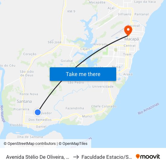 Avenida Stélio De Oliveira, 15940 to Faculdade Estacio/Seama map