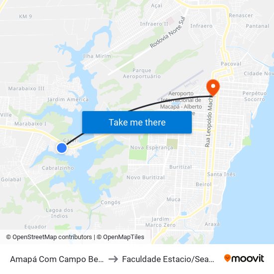Amapá Com Campo Belo to Faculdade Estacio/Seama map