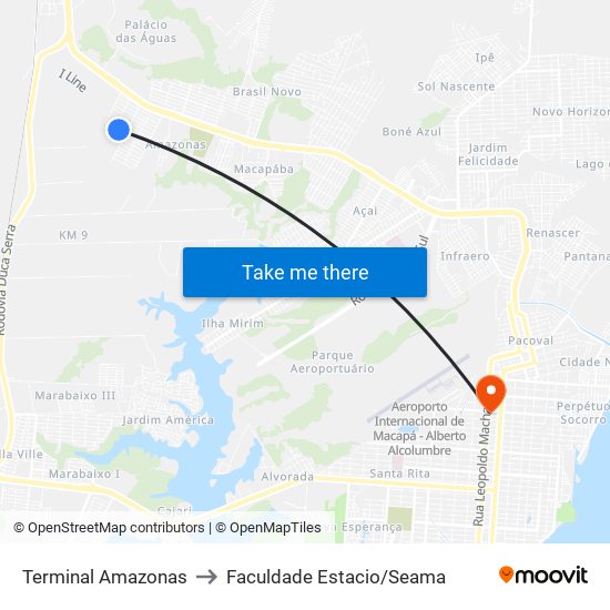 Terminal Amazonas to Faculdade Estacio/Seama map