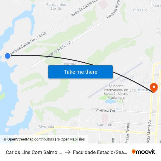 Carlos Lins Com Salmo 51 to Faculdade Estacio/Seama map
