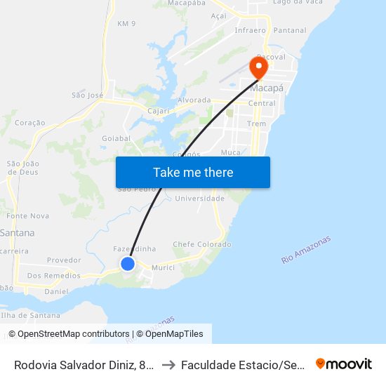 Rodovia Salvador Diniz, 8046 to Faculdade Estacio/Seama map