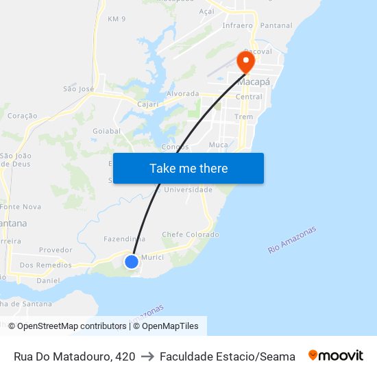 Rua Do Matadouro, 420 to Faculdade Estacio/Seama map