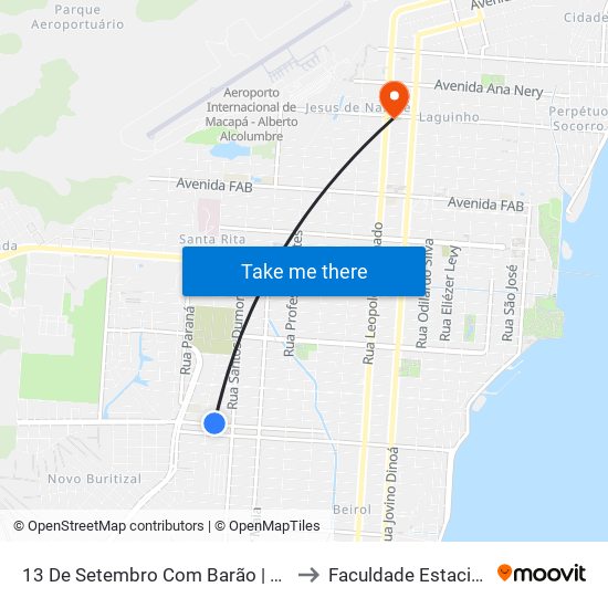 13 De Setembro Com Barão | Sentido Oeste to Faculdade Estacio/Seama map