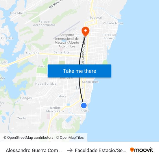 Alessandro Guerra Com Av. 1 to Faculdade Estacio/Seama map