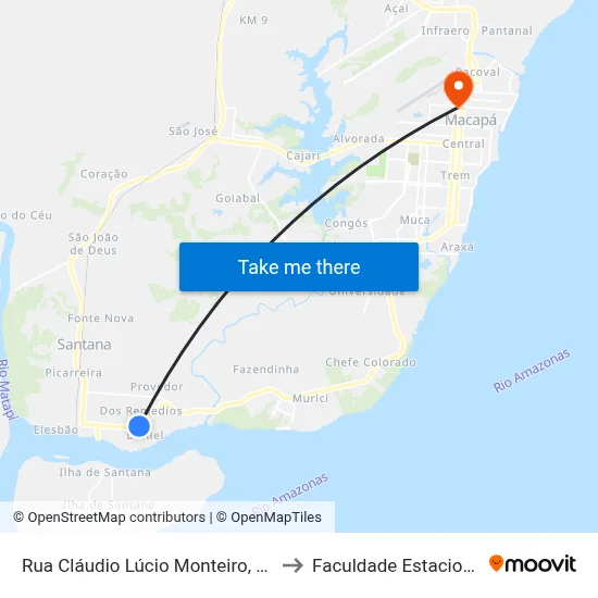 Rua Cláudio Lúcio Monteiro, 2203-2227 to Faculdade Estacio/Seama map