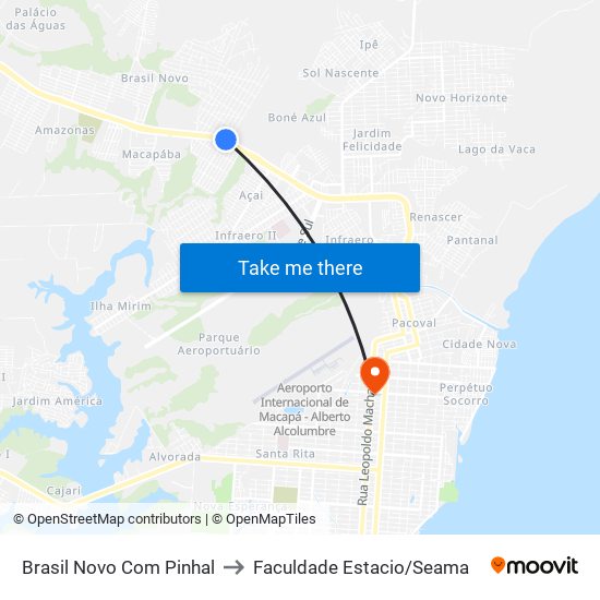 Brasil Novo Com Pinhal to Faculdade Estacio/Seama map