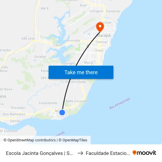 Escola Jacinta Gonçalves | Sentido Norte to Faculdade Estacio/Seama map