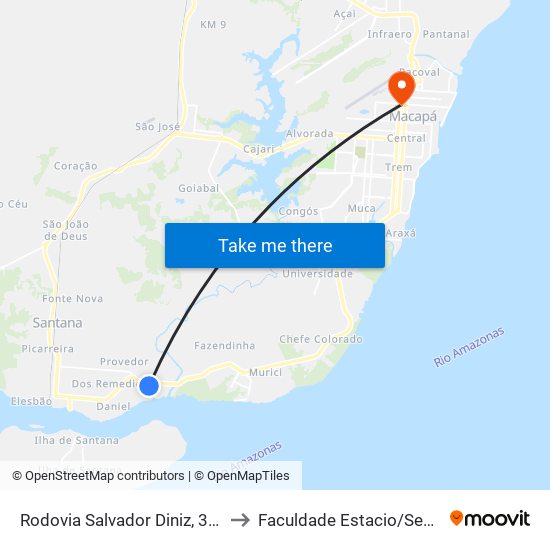 Rodovia Salvador Diniz, 3510 to Faculdade Estacio/Seama map