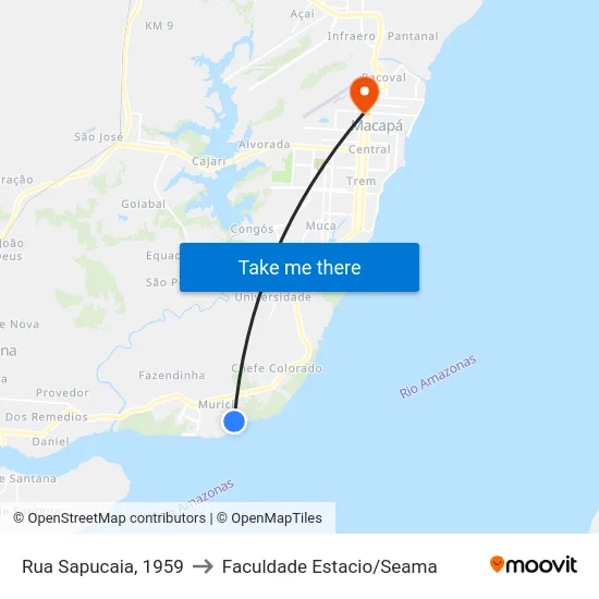 Rua Sapucaia, 1959 to Faculdade Estacio/Seama map