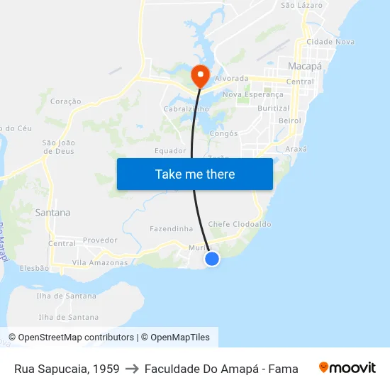Rua Sapucaia, 1959 to Faculdade Do Amapá - Fama map