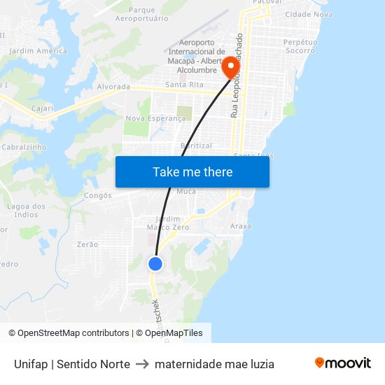Unifap | Sentido Norte to maternidade mae luzia map