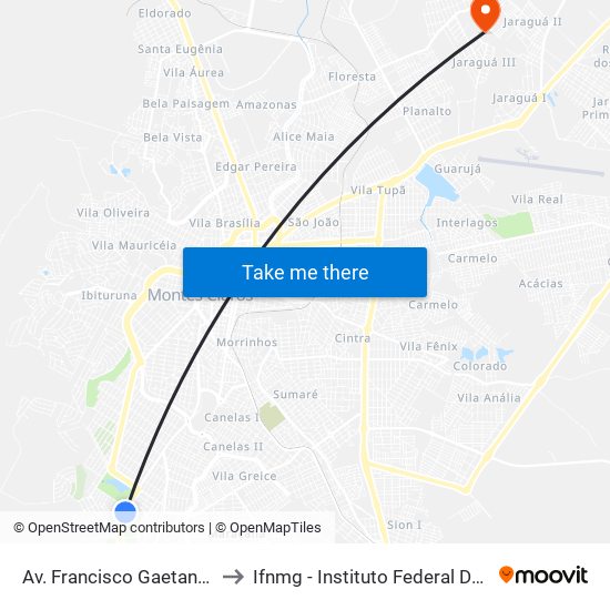 Av. Francisco Gaetani, 2029 | Mart Minas to Ifnmg - Instituto Federal Do Norte De Minas Gerais map